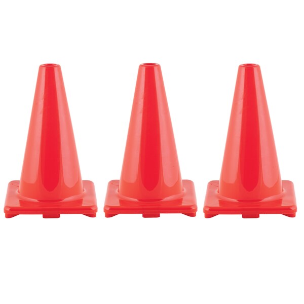 High Visibility Flexible Vinyl Cone, 12in, Orange, PK3
